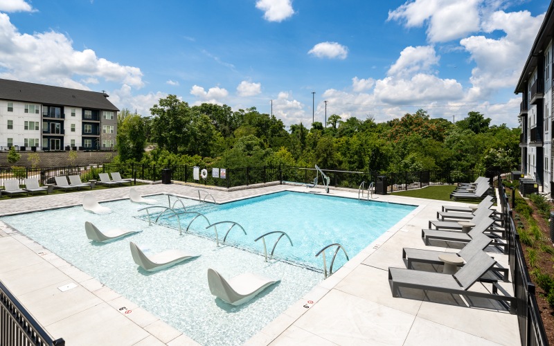 Pool with loungers